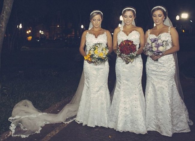 Свадьба сестер-тройняшек (6 фото)