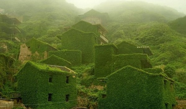 Заброшенная зеленая деревня в Китая (3 фото)