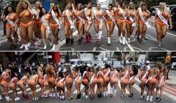 Участницы конкурса «Мисс Бум-Бум» спровоцировали пробку в Сан-Паулу (13 фото)
