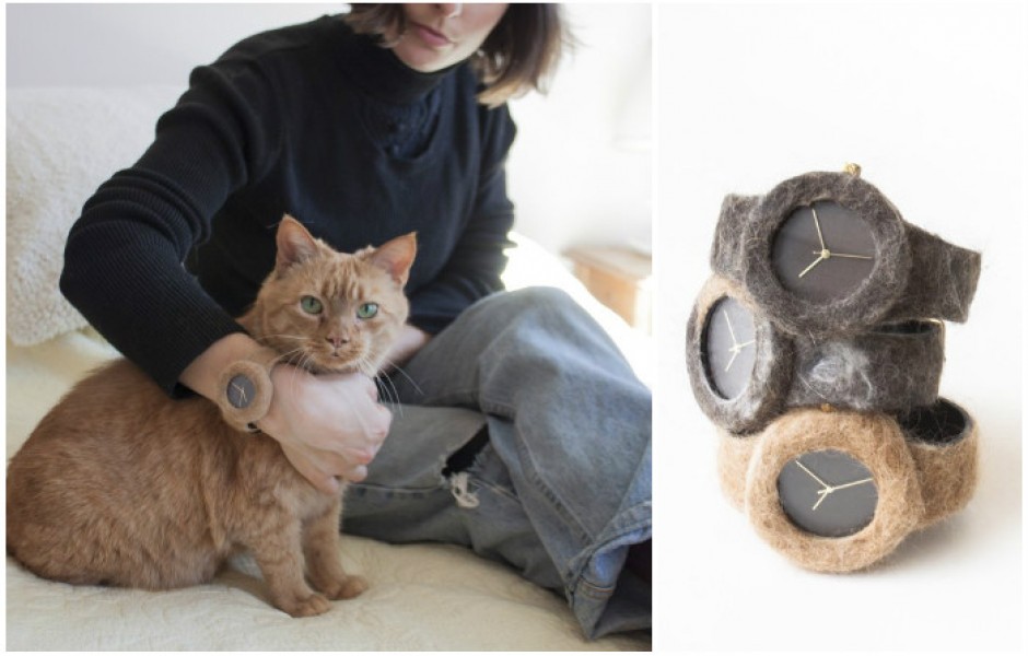 Дизайнерские часы из шерсти домашних животных