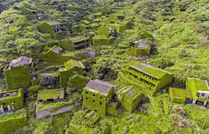 Деревня в Китае, окутанная травой