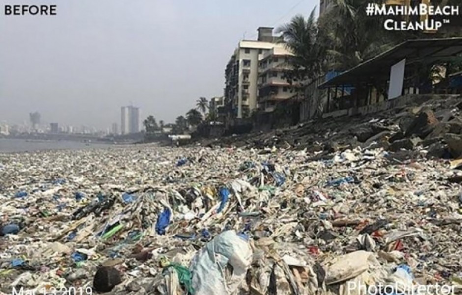 До и после очистки пляжа Махим Бич в Мумбае (2 фото)