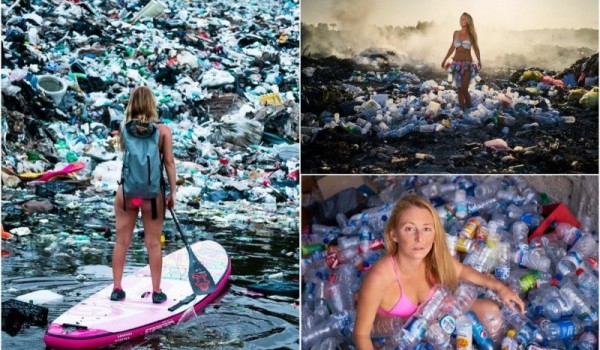 Серфингистка привлекает внимание общественности к кучам пластиковых отходов