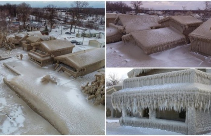 Ветер и низкая температура  превратили здания в ледяные дома (12 фото)