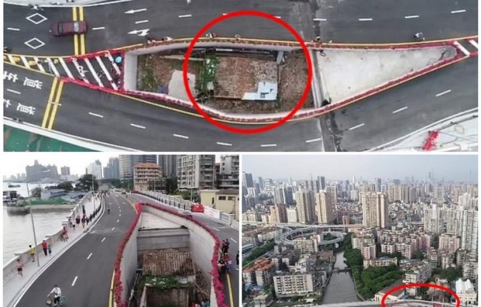 В китае дом посреди дороги В китае дом посреди дороги