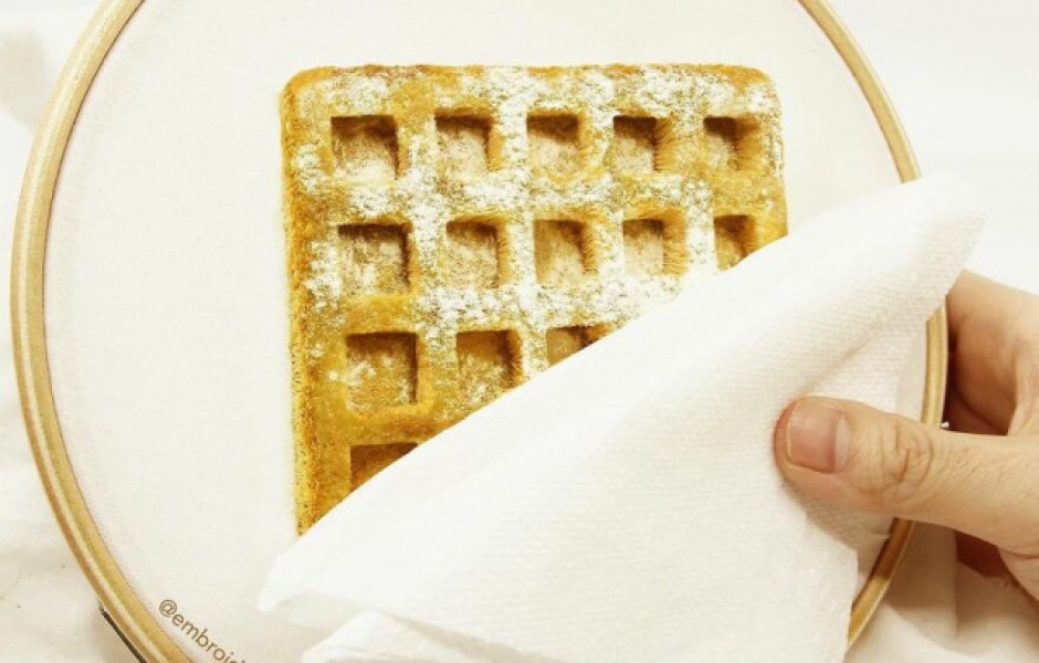 Реалистичная вышивка еды с трёхмерным эффектом, которую хочется съесть (20 фото)