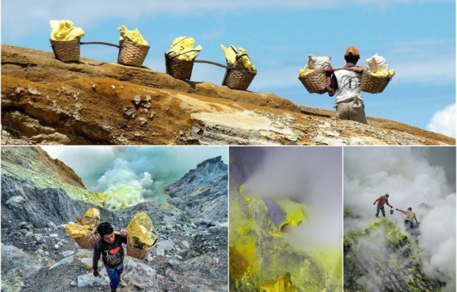 Самые жуткие места мира: в нечеловеческих условиях люди добывают «золото дьявола» в кратере вулкана