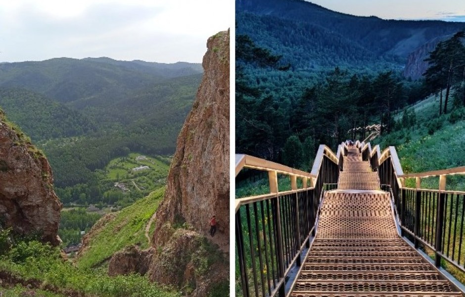 Где находится самая длинная лестница в России и куда она ведёт: Торгашинский хребет