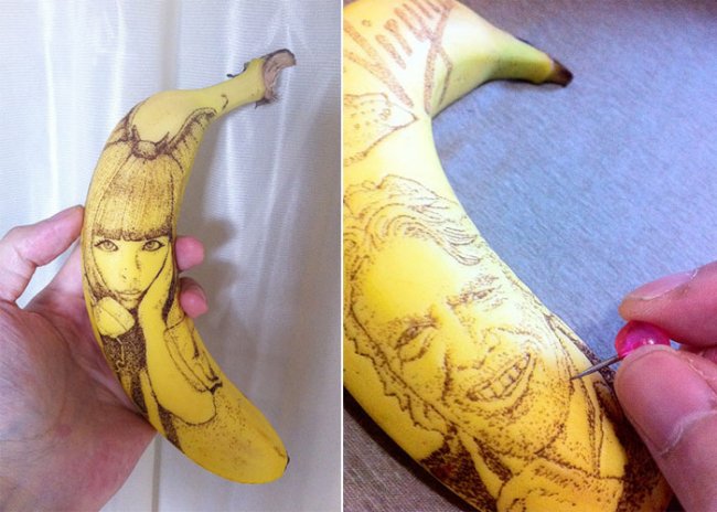 Daisuke Skagami: рисунки на банановой кожуре (6 фото)