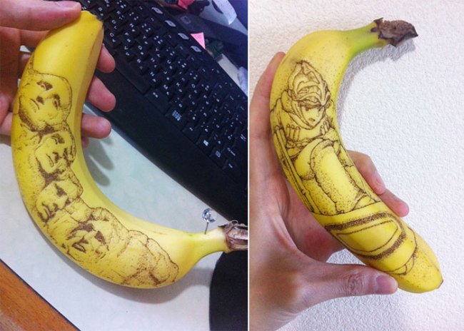 Daisuke Skagami: рисунки на банановой кожуре (6 фото)
