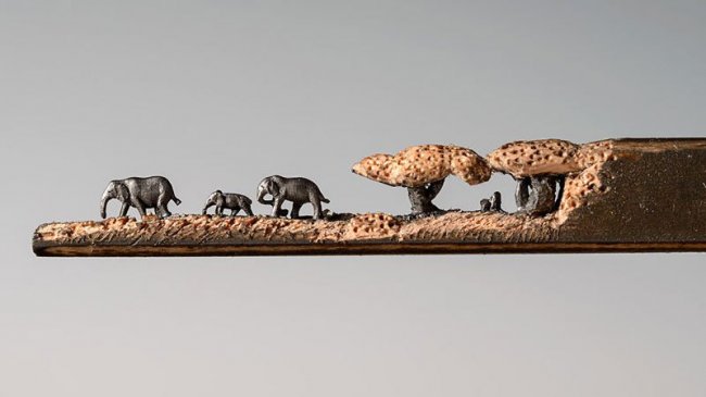 Синди Чинн вырезает слонов из карандашей (8 фото)