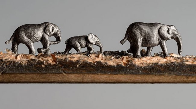 Синди Чинн вырезает слонов из карандашей (8 фото)