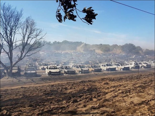На парковке сгорело 422 автомобиля в Португалии (19 фото)