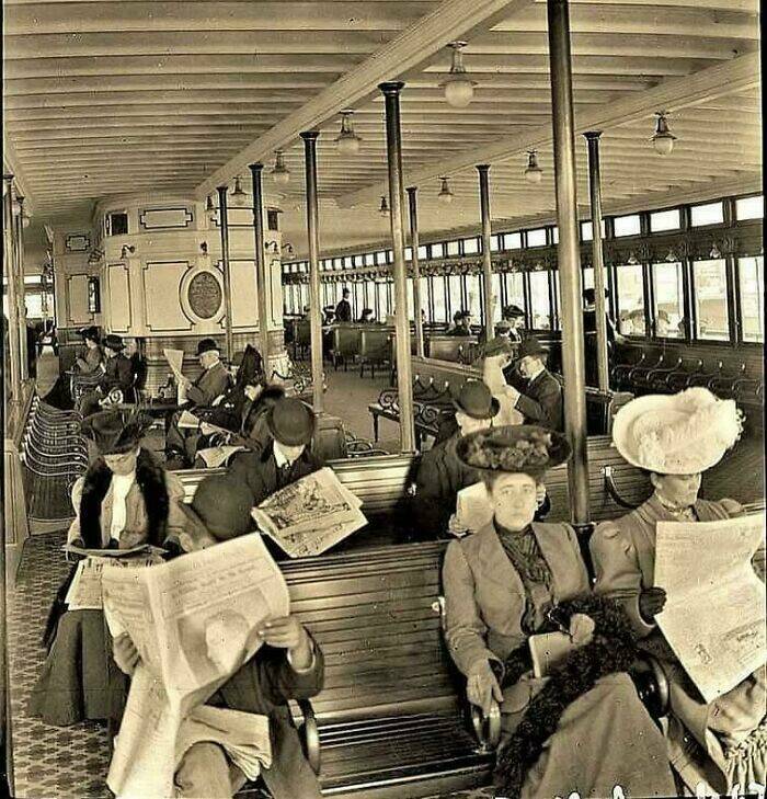 Пассажиры на пароме Статен-Айленд. Нью-Йорк, США. 1895 год